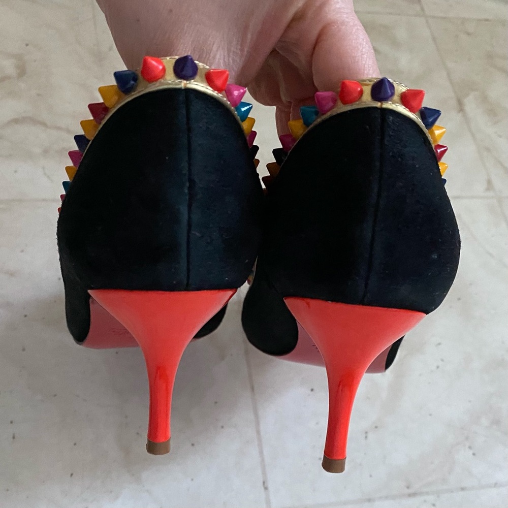 Christian Louboutin Multicolor Suede Leather Malabar Hill Spiked Pumps Heels 9 - Picture 11 of 13